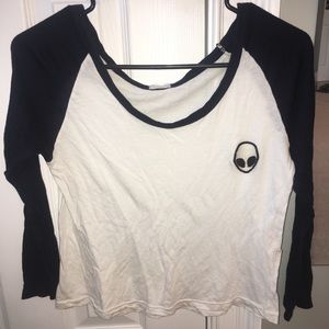 John Galt Brandy Melville Alien Crop Baseball Tee